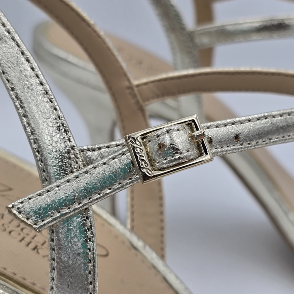 NWOT Jewel Badgley Mischka Heddia Woven Vamp Heeled Sandals, Gold, Women's 10 - Picture 2 of 16